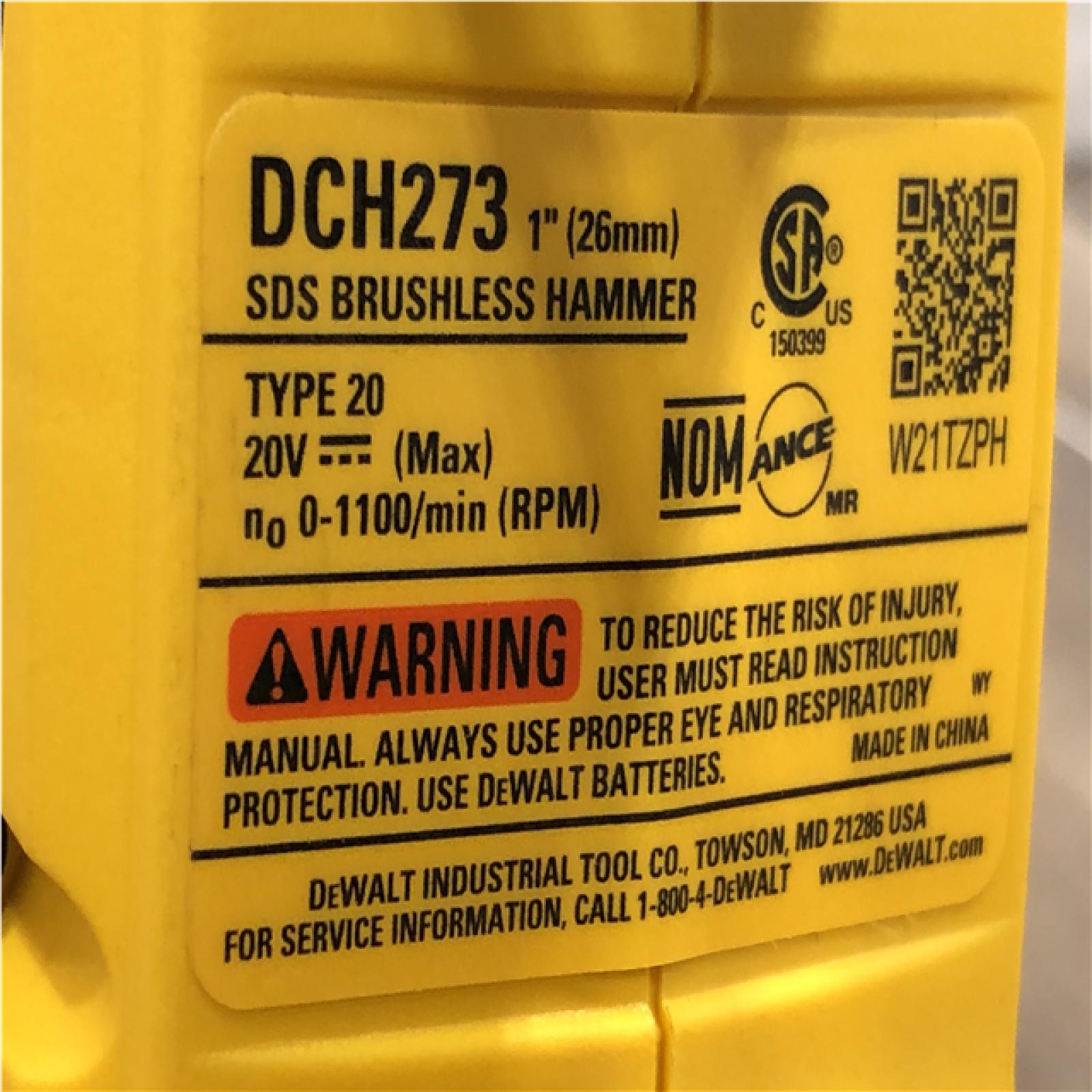 AS-IS DEWALT 20V MAX XR Cordless Brushless 1 in. SDS Plus L-Shape Rotary Hammer (Tool Only)