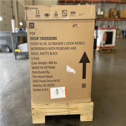 DALLAS LOCATION- AS-IS HUSKY 61IN 10DRAWER WORKBENCH WITH PEGBOARD MATTE BLACK