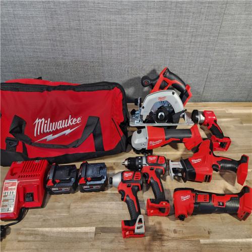 HOUSTON LOCATION - AS-IS Milwaukee M18 18-Volt Lithium-Ion Cordless Combo Kit 7-Tool with 2-Batteries, Charger and Tool Bag