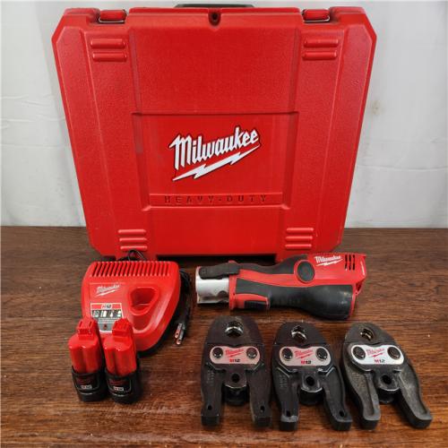 AS-IS Milwaukee M12 Lithium-Ion Force Logic Cordless Press Tool Kit w/ 3 Jaws and Hard Case