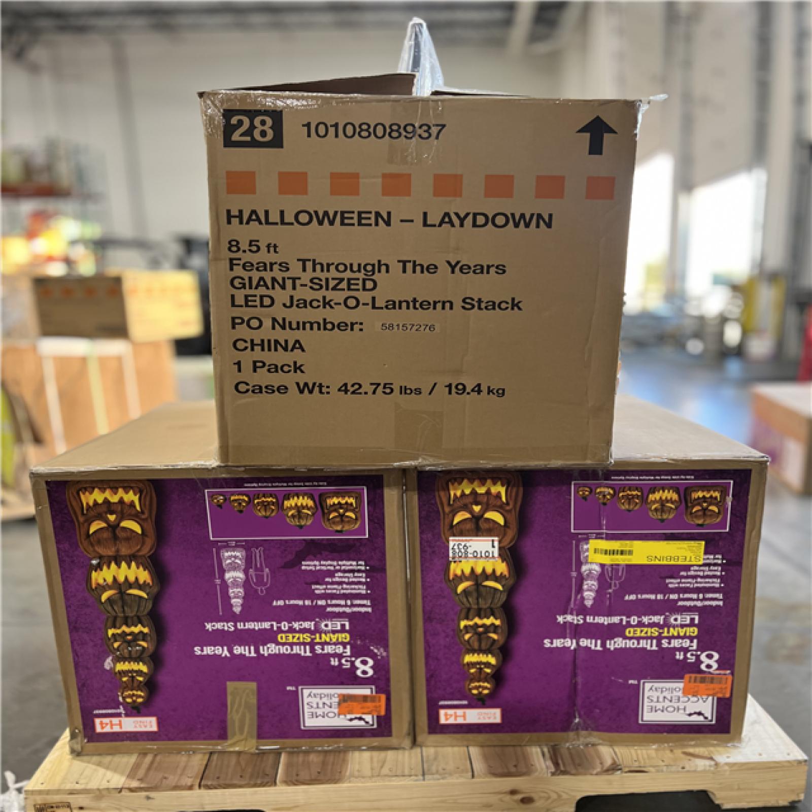 DALLAS LOCATION - Home Accents Holiday 8.5 ft. Giant-Sized LED Jack-O-Lanterns Stack PALLET -(3 UNITS)