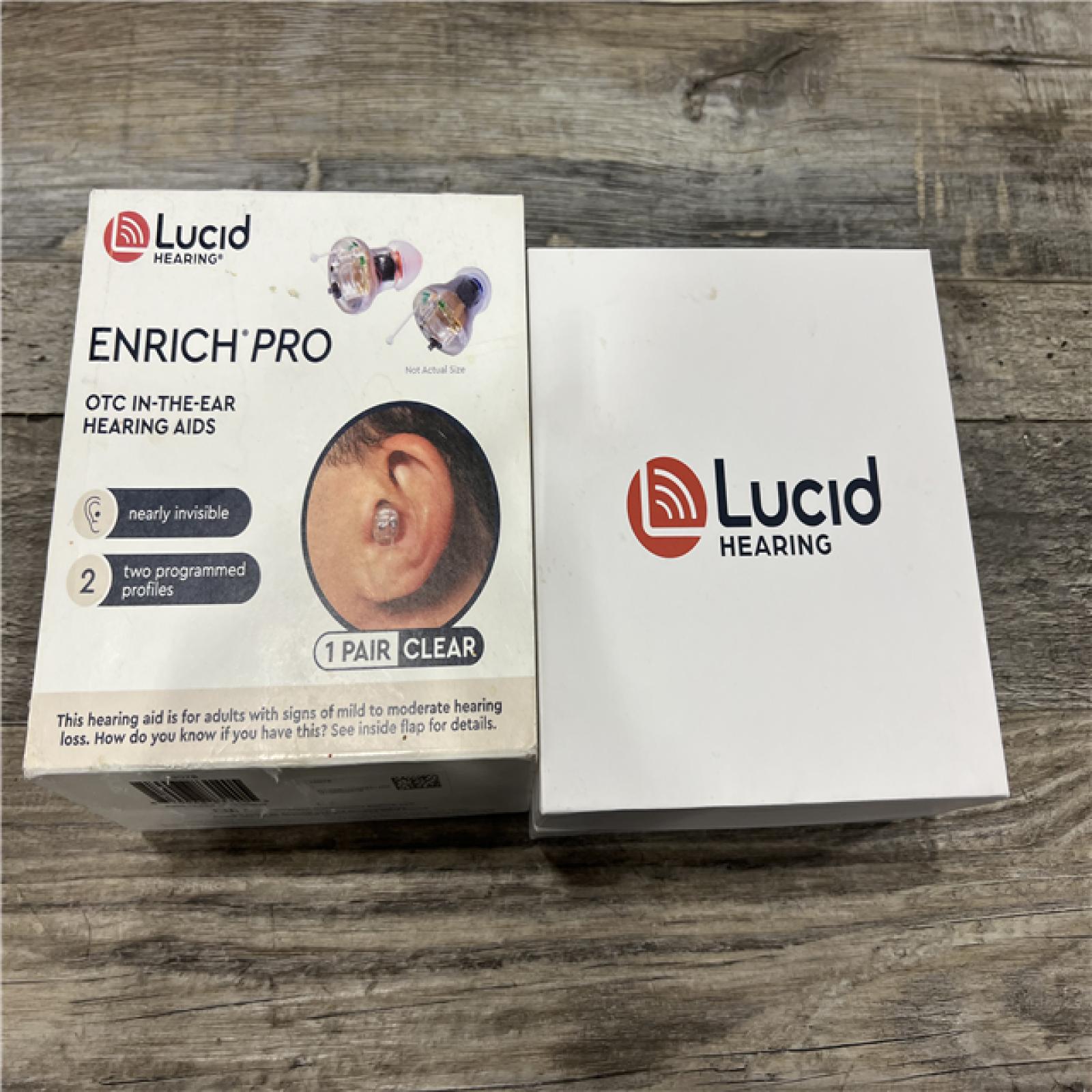 AS-IS LUCID Hearing Enrich PRO Digital In-The-Ear ITC Clear Hearing Aids OTC 10078 NIB