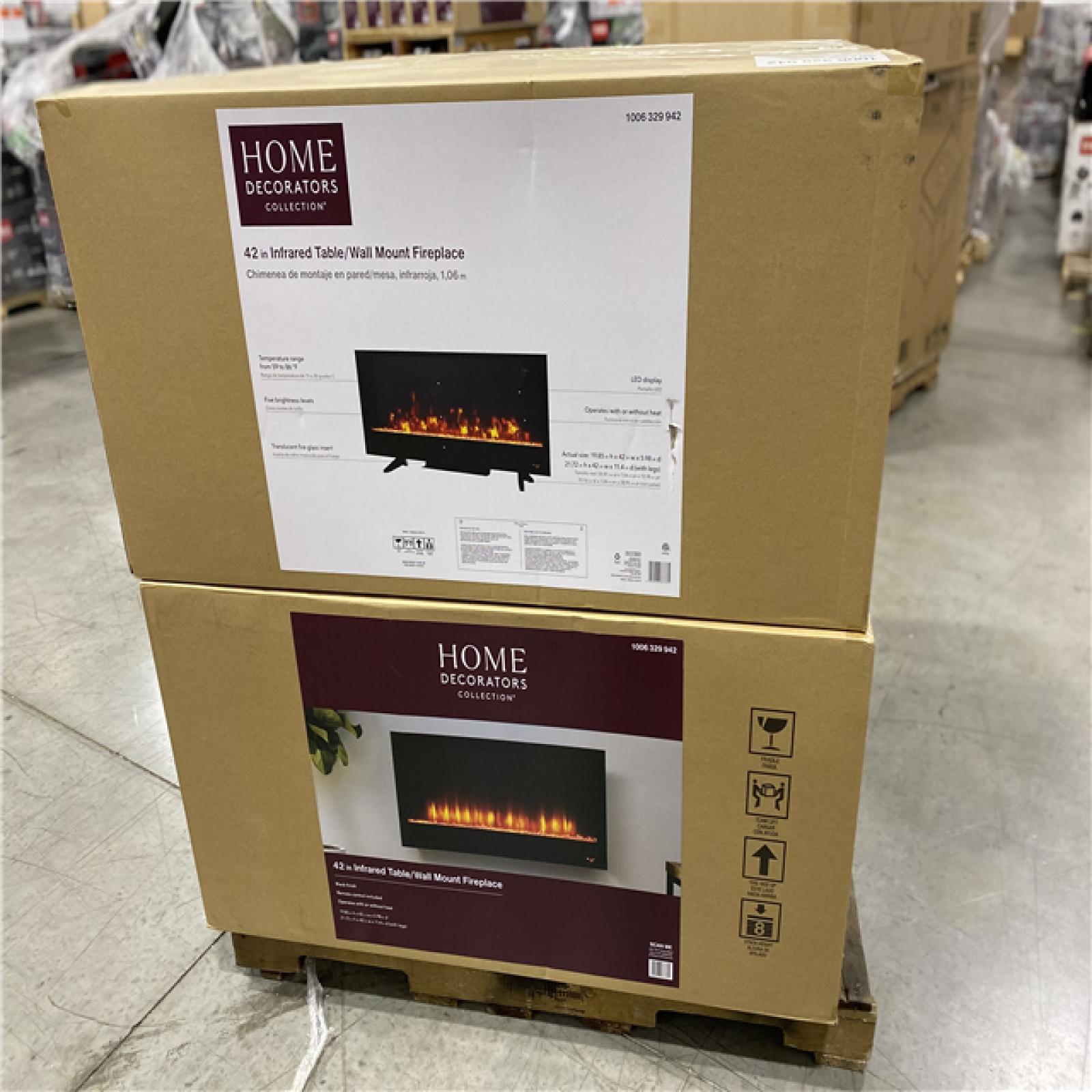 DALLAS LOCATION - NEW! Home Decorators Collection 42 in. Wall Mount Electric Fireplace in Black PALLET ( 10 UNITS)