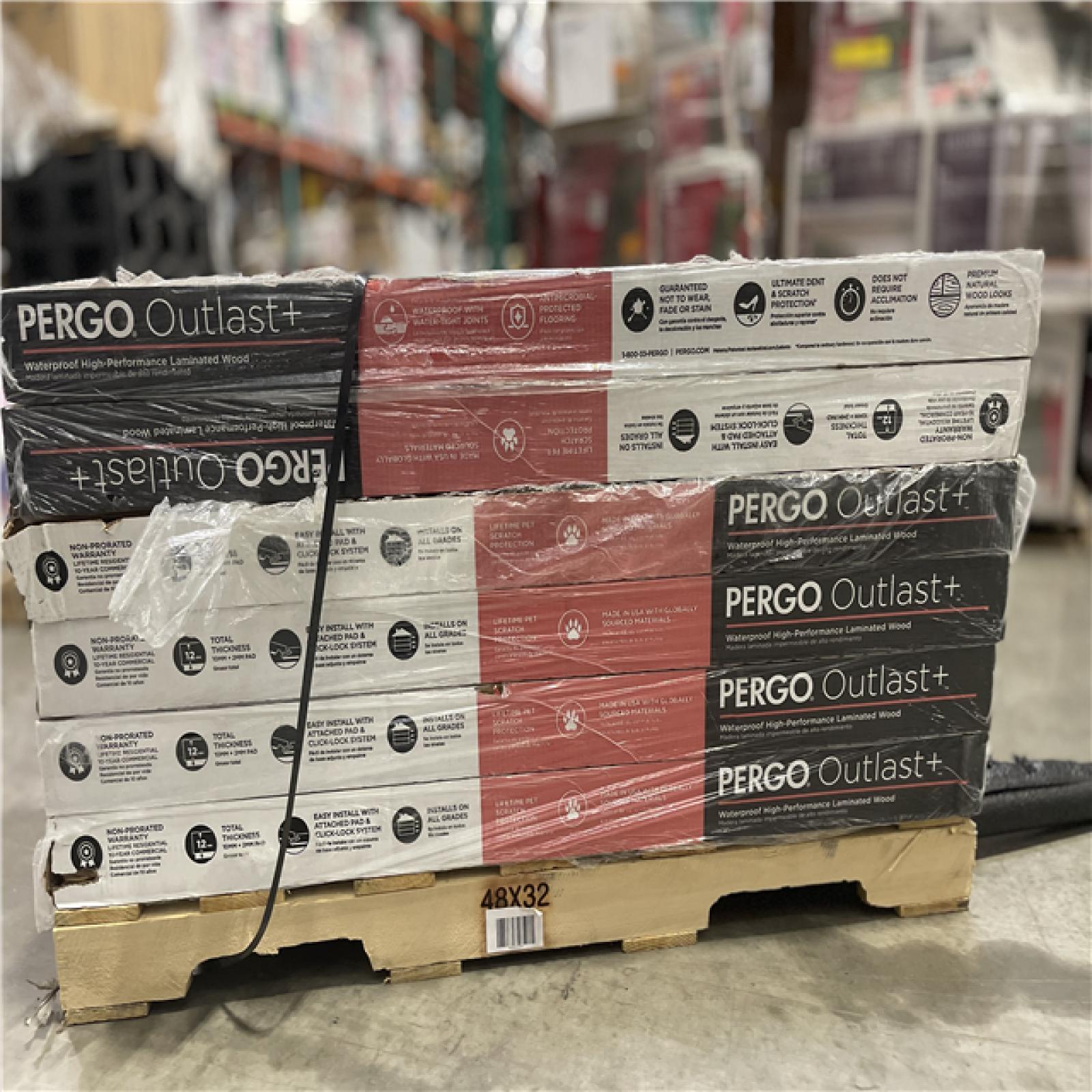 DALLAS LOCATION- Pergo Outlast+ Hobbs Amber Hickory 12 mm T x 7.4 in. W Waterproof Laminate Wood Flooring (19.63 sq.ft./case) Pallet (24 cases)