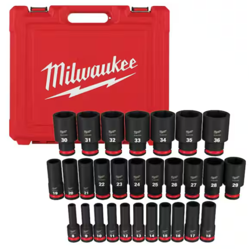 MILWAUKEE SHOCKWAVE 1/2 in. Drive Metric 6 Point Impact Socket Set (29-Piece)