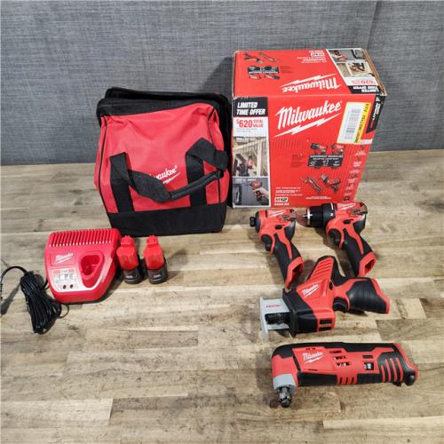 HOUSTON LOCATION - AS-IS MILWAUKEE M12 4 TOOL COMBO KIT