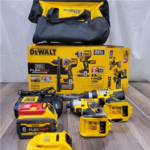 AS-IS DEWALT 20V MAX Cordless Brushless Hammer Drill/Driver 2 Tool Combo Kit with FLEXVOLT ADVANTAGE