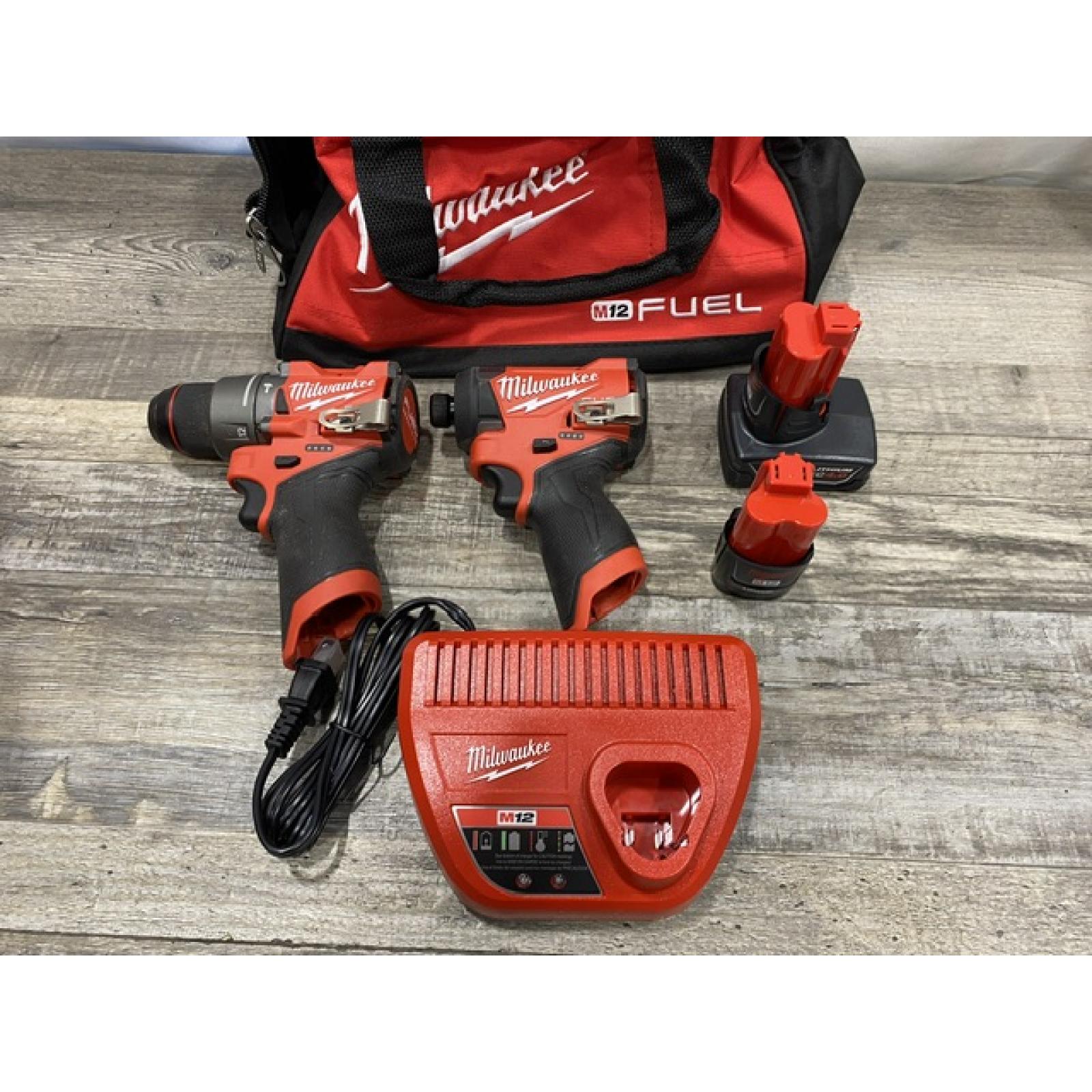 AS-IS Milwaukee FUEL 12-Volt Lithium-Ion Brushless Cordless Hammer Drill and Impact Driver Combo Kit