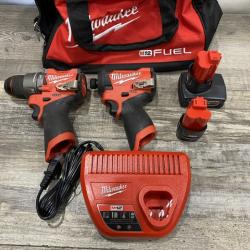 AS-IS Milwaukee FUEL 12-Volt Lithium-Ion Brushless Cordless Hammer Drill and Impact Driver Combo Kit