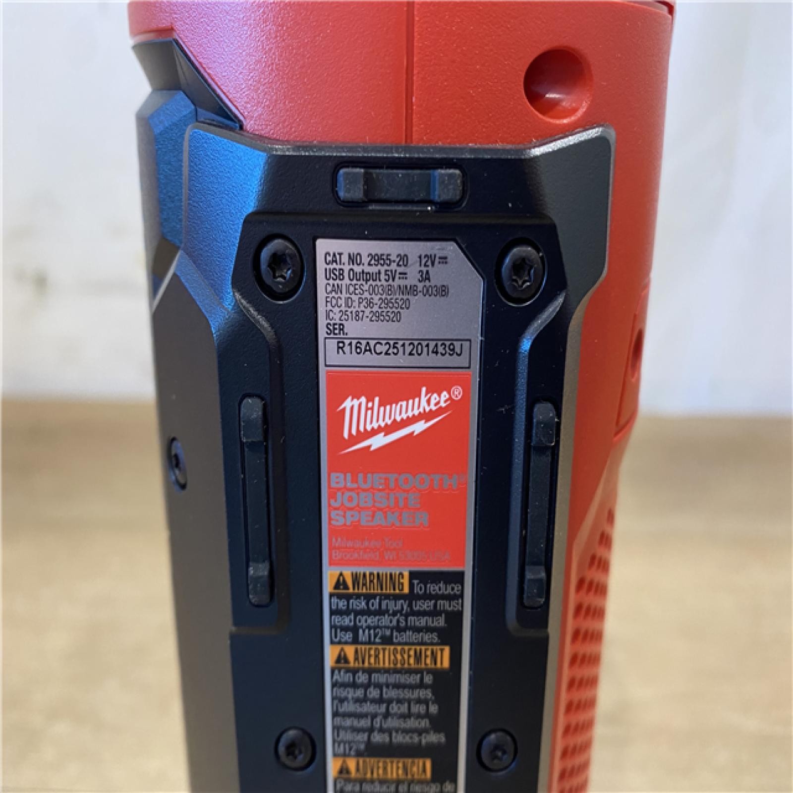 AS-IS Milwaukee 12-Volt Lithium-Ion Cordless Bluetooth Jobsite Speaker with PACKOUT Compatibility