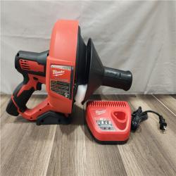 AS-IS- M12 12-V Lithium-Ion Cordless Drain Snake Auger W/ (1) 1.5Ah Battery  5/16 in. X 25 Ft. Cable  Charger  & 5 Gal. Bucket