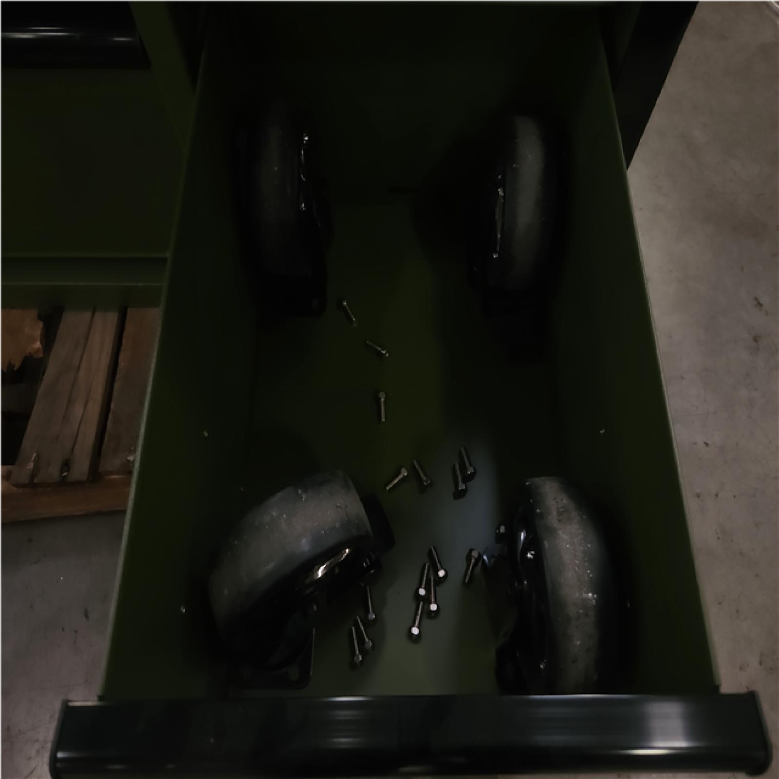 Phoenix LIKE NEW Husky Standard-Duty 52 in. W 10-Drawer Matte Army Green Mobile Workbench Cabinet with Solid Wood Top