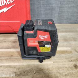 HOUSTON LOCATION - AS-IS Milwaukee Green 100 ft. Cross Line and Plumb Points Rechargeable Laser Level