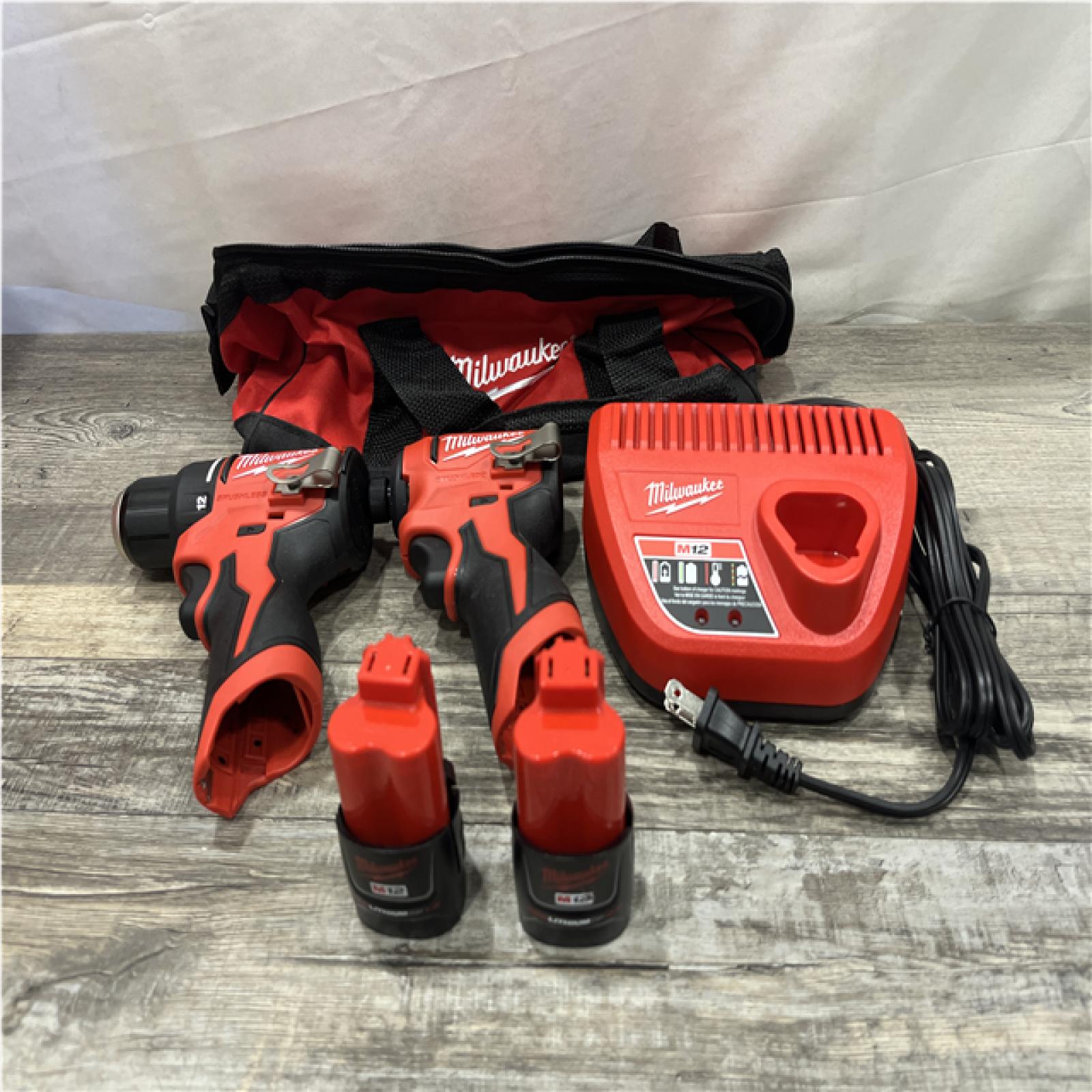 AS-IS Milwaukee 12-Volt Lithium-Ion Brushless Cordless Subcompact Drill and Impact Driver Combo Kit