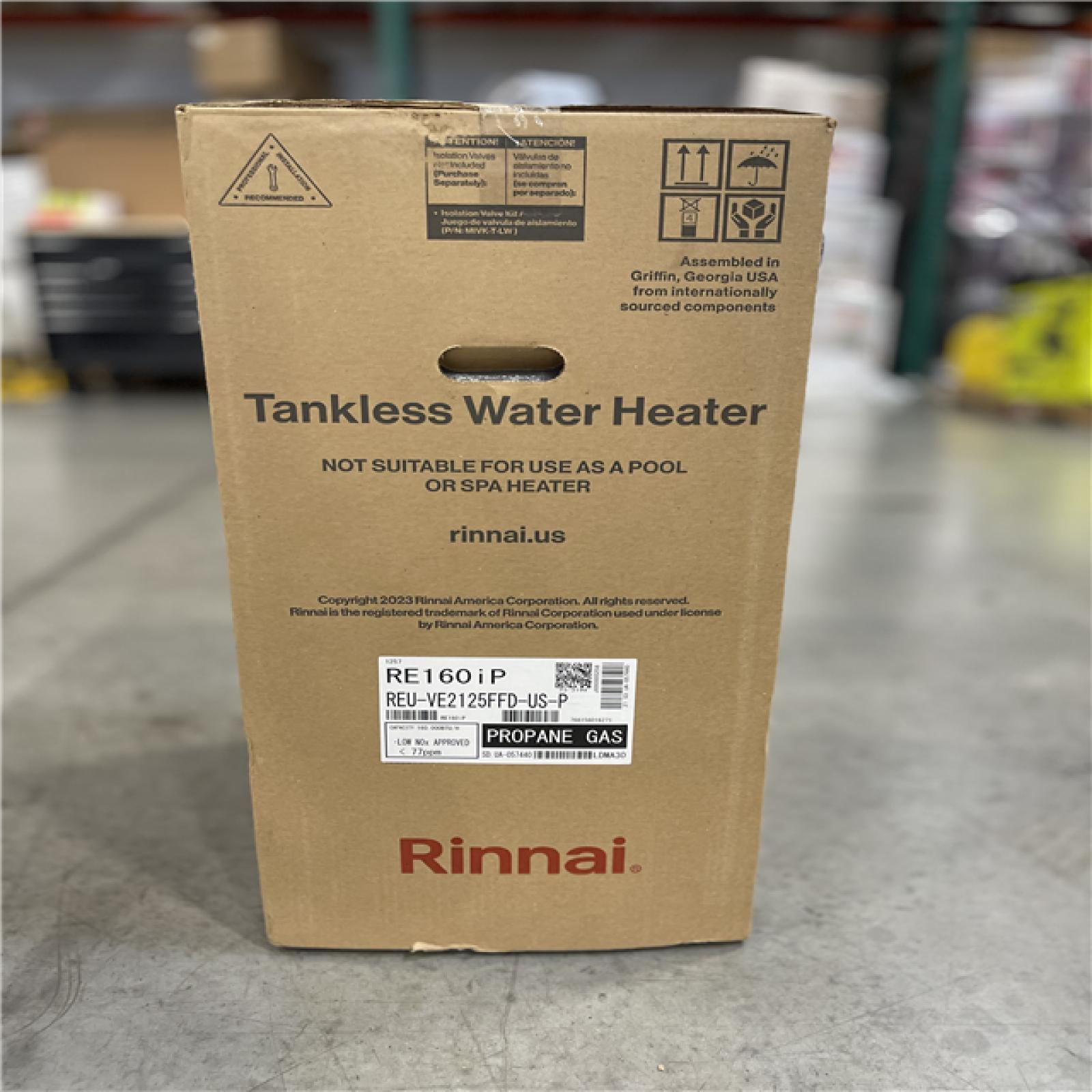 DALLAS LOCATION - Rinnai High Efficiency Non-Condensing 6.6 GPM Residential 160 000 BTU Interior Propane Gas Tankless Water Heater