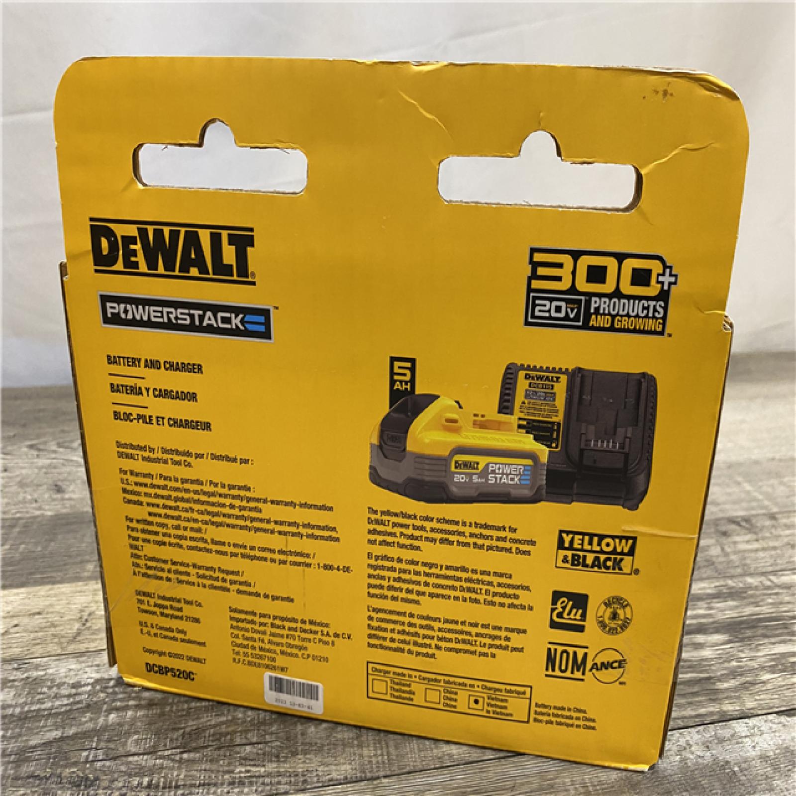 NEW - DEWALT 20V MAX XR POWERSTACK Lithium-Ion Battery Starter Kit with 5.0Ah Battery and Charger