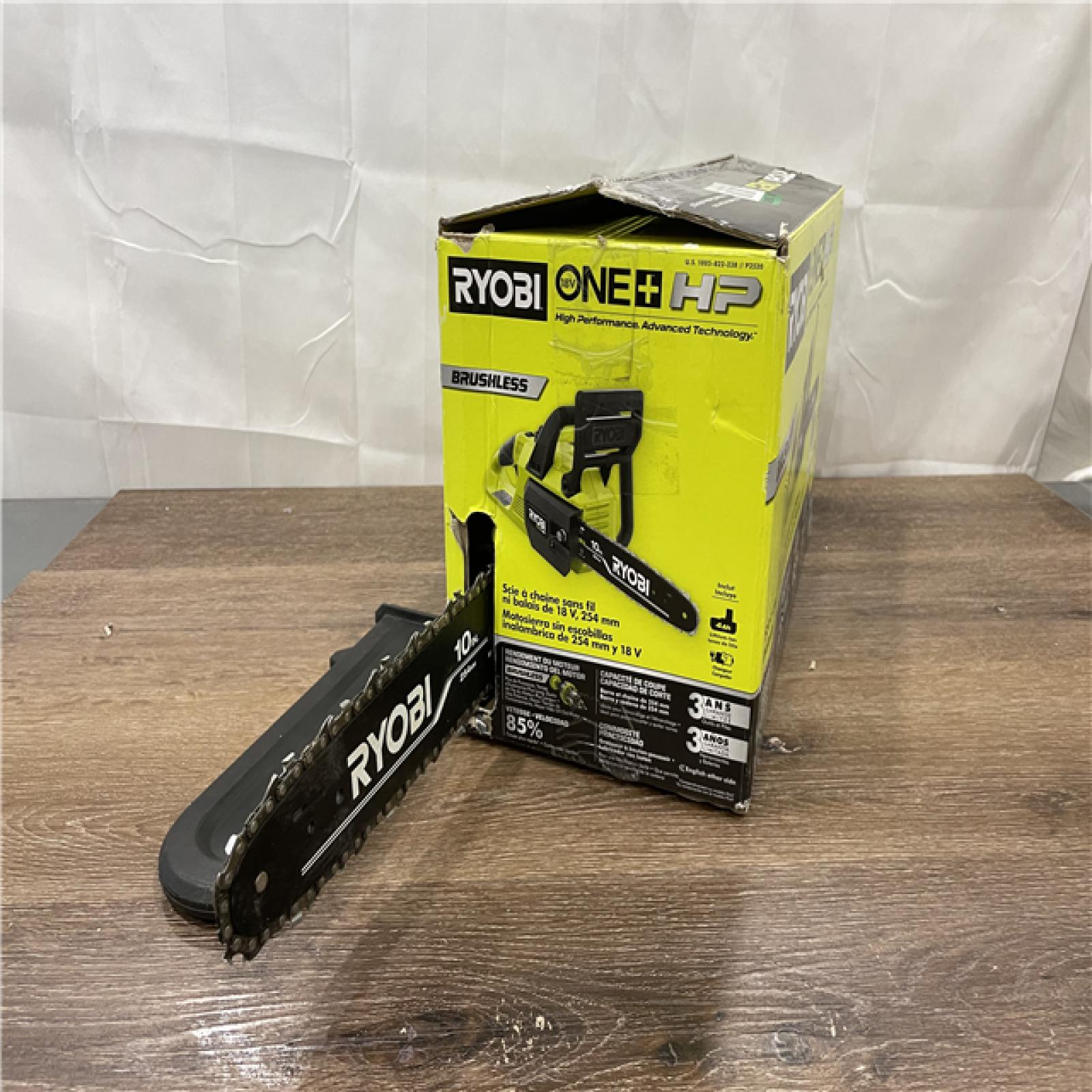 AS-IS RYOBI ONE+ HP 18V Brushless Cordless 10 in. Battery Chainsaw Kit