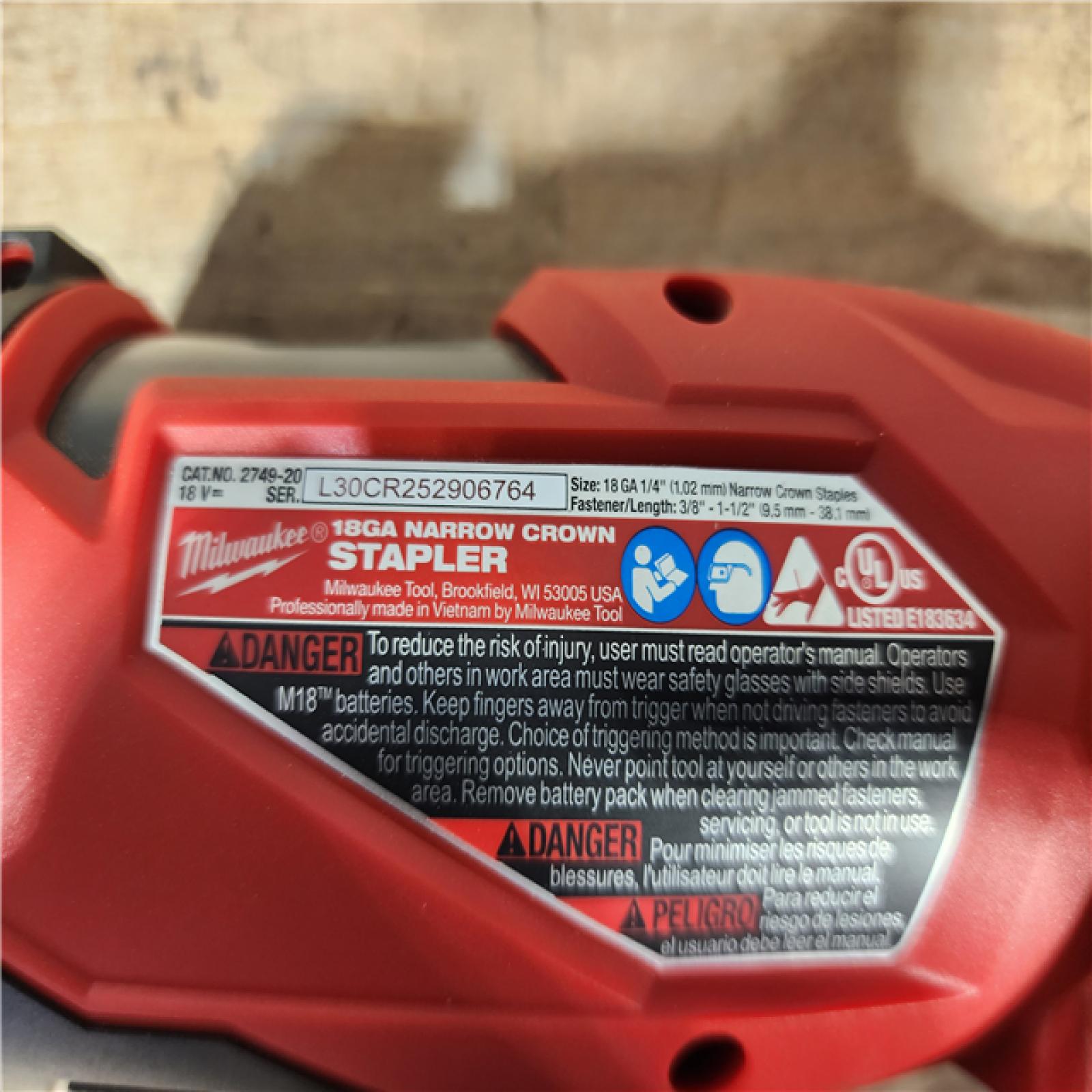 HOUSTON LOCATION - AS - IS Milwaukee FUEL 18-Volt Lithium-Ion Brushless Cordless 18-Gauge 1/4 in. Narrow Crown Stapler (Tool-Only)