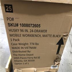 DALLAS LOCATION - Husky Tool Storage Heavy Duty 96 in. W x 24 in. D Matte Black Mobile Workbench Cabinet with Stainless Steel Top