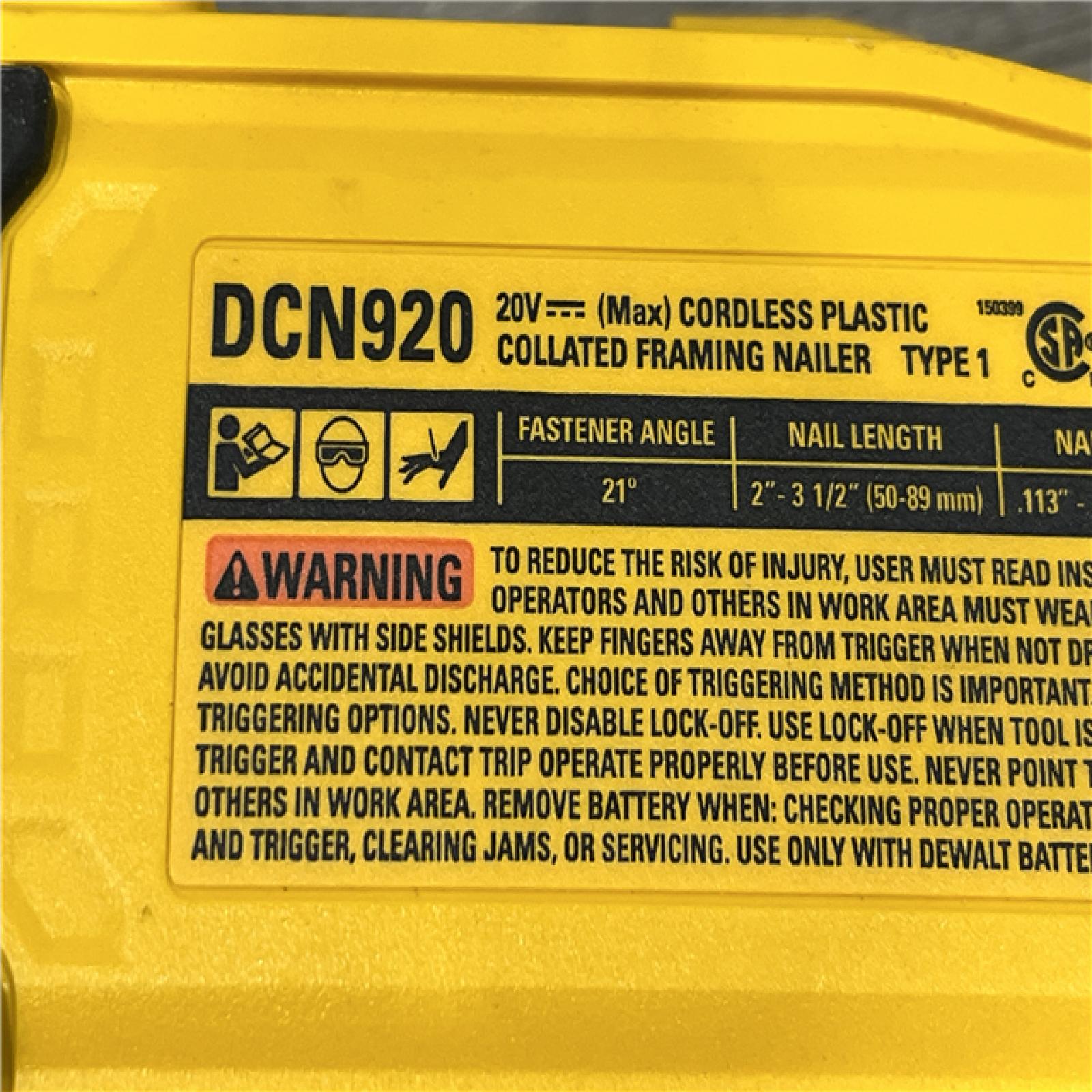 AS-IS DEWALT 20-Volt 21° Cordless Framing Nailer (Tool-Only)
