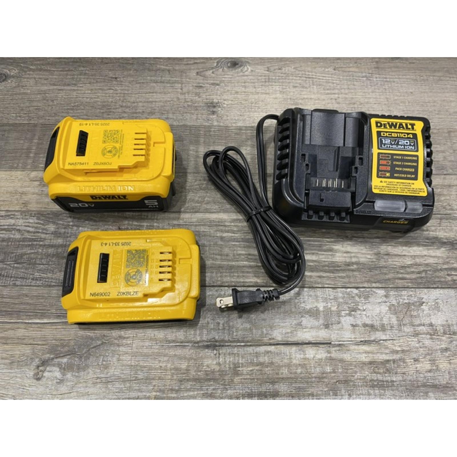 AS-IS DEWALT 20V MAX Lithium-Ion Battery Kit with 5.0Ah and 2.0Ah Battery and Charger