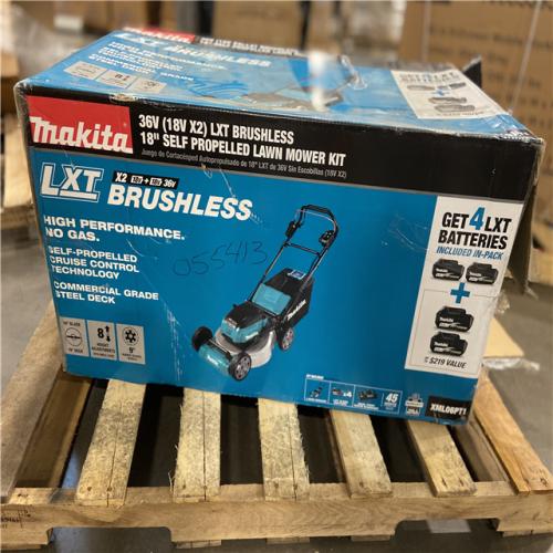 DALLAS LOCATION - Makita 18 in. 18V X2 (36V) LXT Lithium-Ion Cordless Walk Behind Self Propelled Lawn Mower Kit
