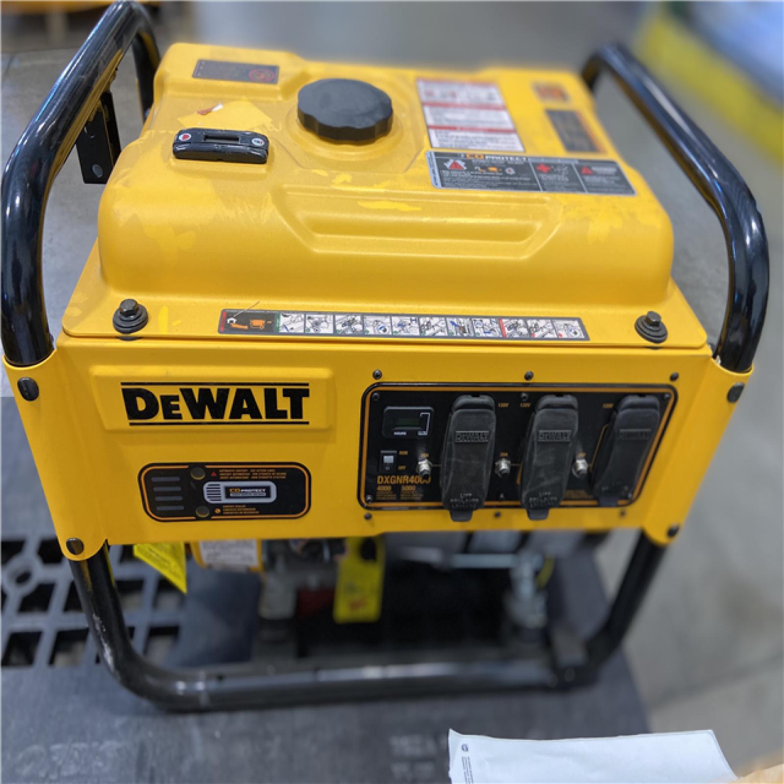 DALLAS LOCATION - DEWALT 4500 / 4000- Watt Gas Powered Portable Generator with Idle Control, Covered Outlets and CO Protect -DXGNR4000