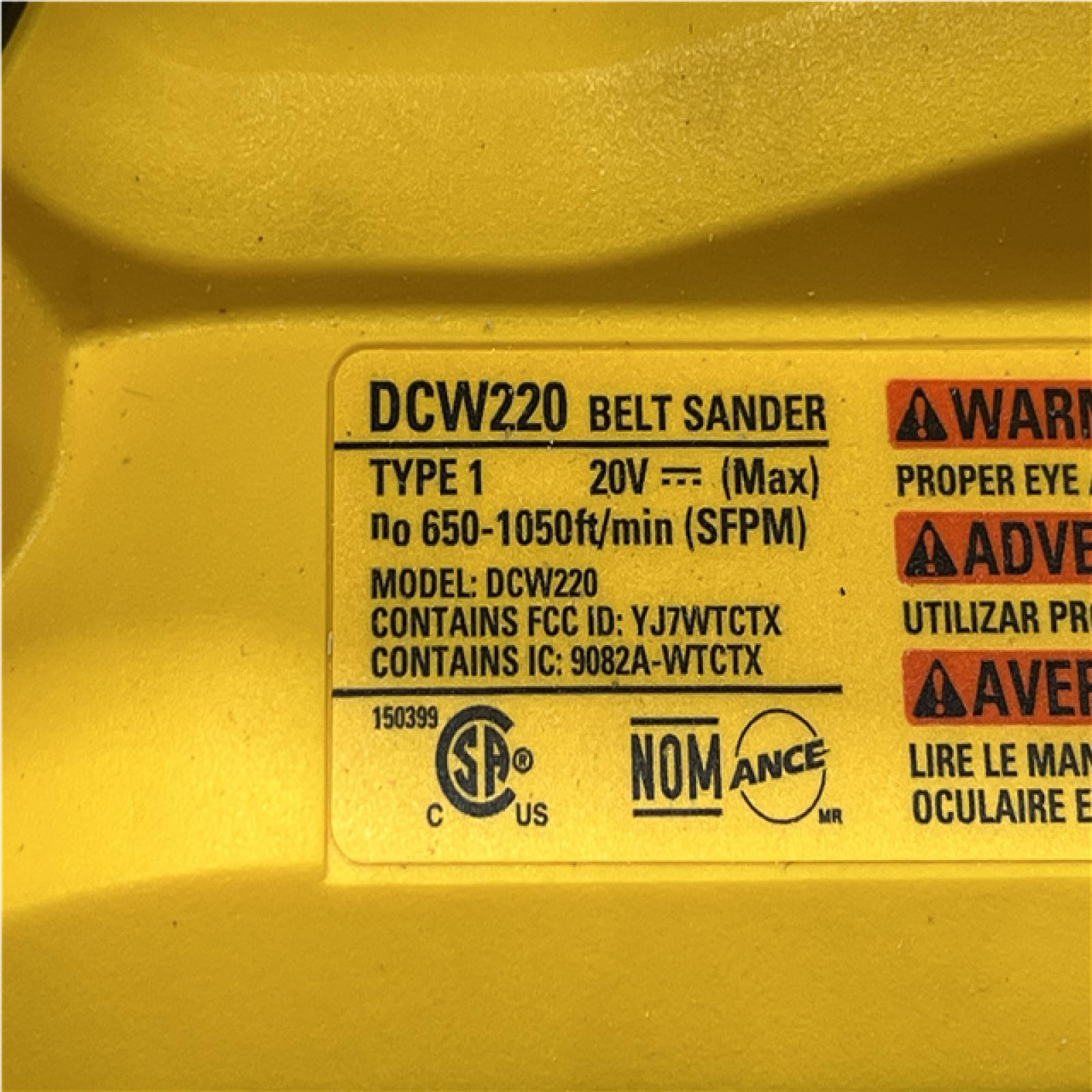 AS-IS DEWALT 20V MAX* XR Brushless Cordless Belt Sander (Tool-Only)