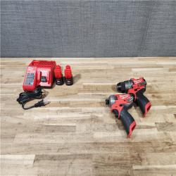 HOUSTON LOCATION - AS-IS MILWAUKEE 2 TOOL COMBO KIT W/ (2) BATTERY & CHARGER