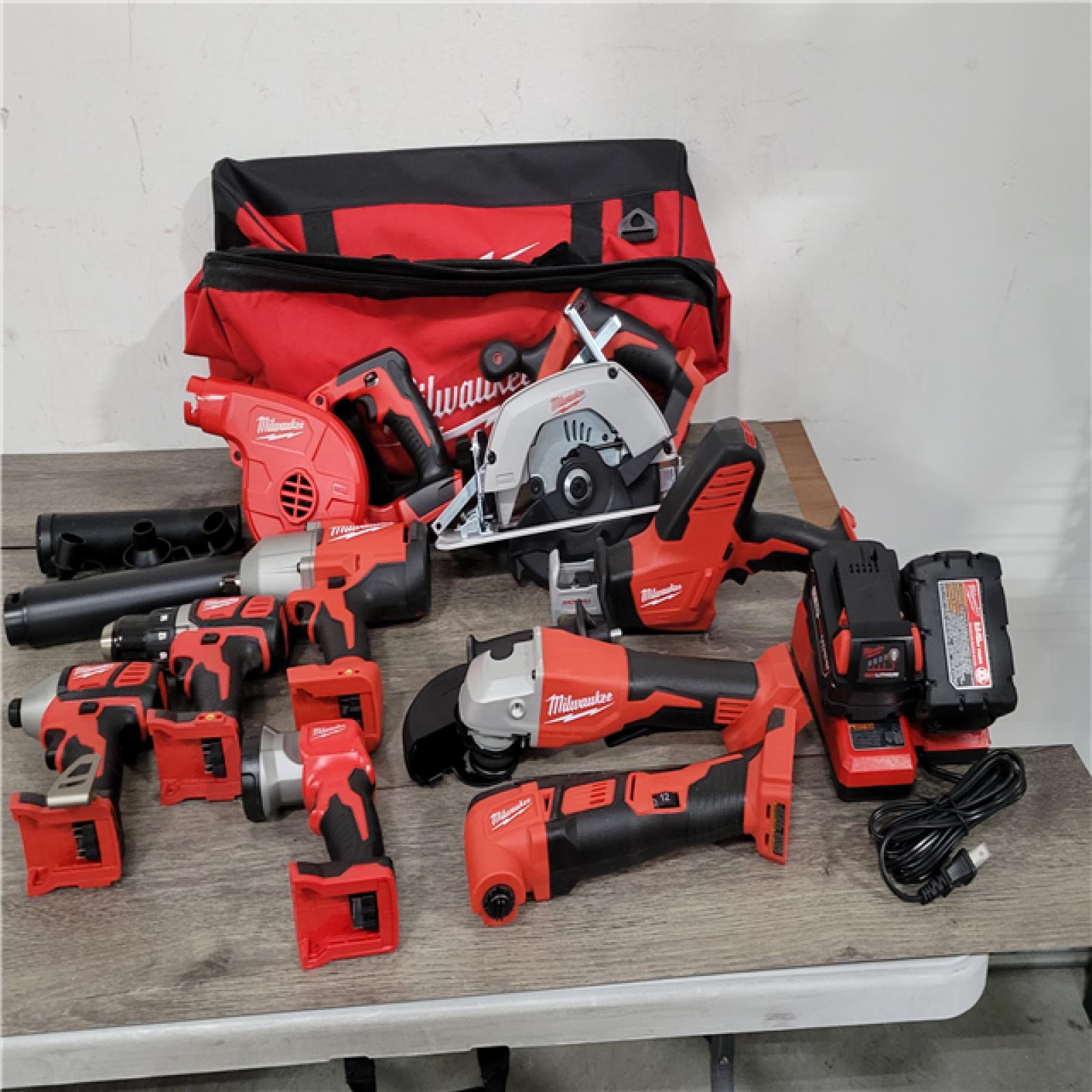 CALIFORNIA NEW MILWAUKEE M18 9-TOOL COMBO KIT (2 BATTERIES  1 CHARGER  AND BAG INCLUDED)