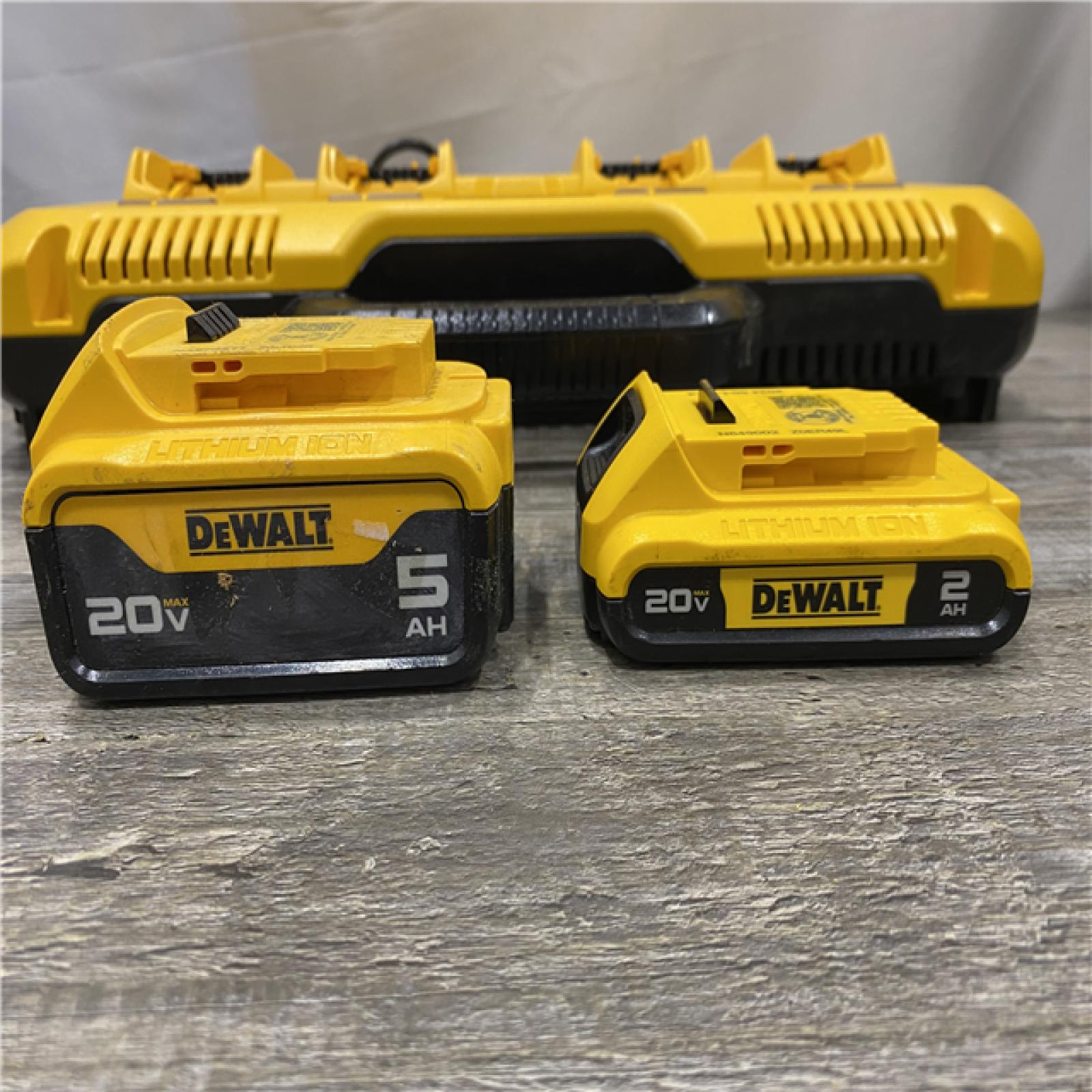 AS-IS DEWALT 20-Volt MAX 4-Port Charger with 20-Volt MAX Lithium-Ion 5.0 Ah and 2.0 Ah Batteries