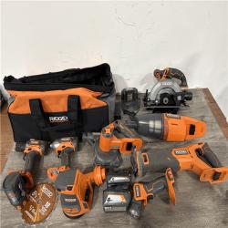 California AS-IS Ridgid 18V 8-Tool Combo Kit  Includes (2) Batteries  Charger & Bag