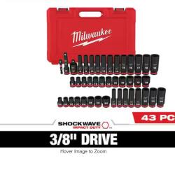 NEW!- Milwaukee SHOCKWAVE 3/8 in. Drive SAE and Metric 6 Point Impact Socket Set (43-Piece)