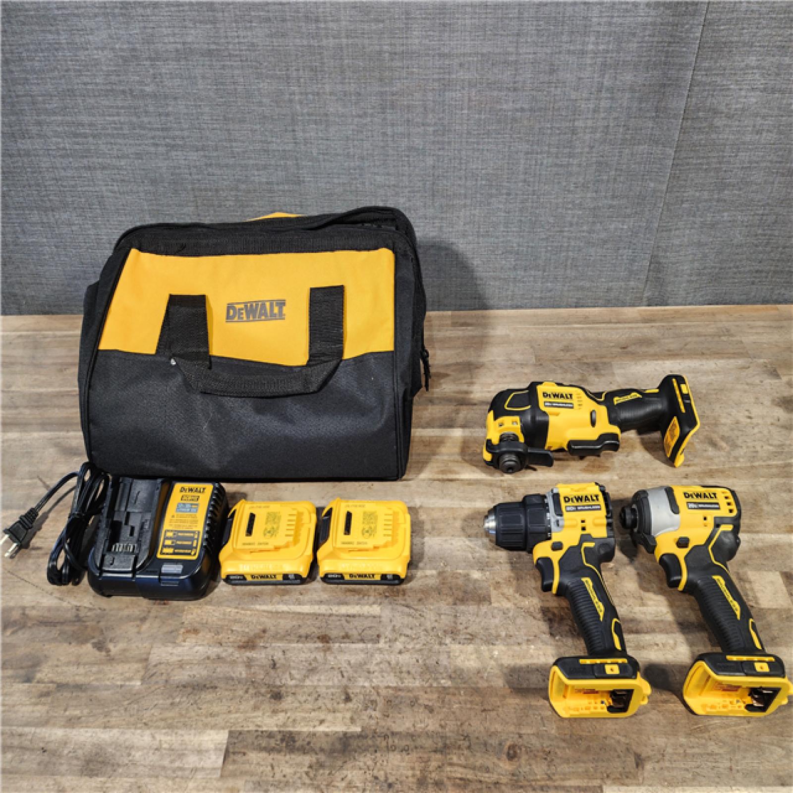 HOUSTON LOCATION - AS-IS DeWalt 20V MAX ATOMIC Cordless Brushless 3-Tool Combo Kit