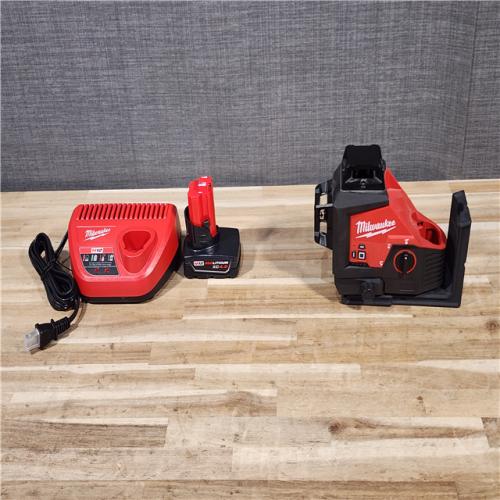 HOUSTON LOCATION - AS-IS Milwaukee 12-Volt Lithium-Ion Cordless Green 250 ft. 3-Plane Laser Level Kit