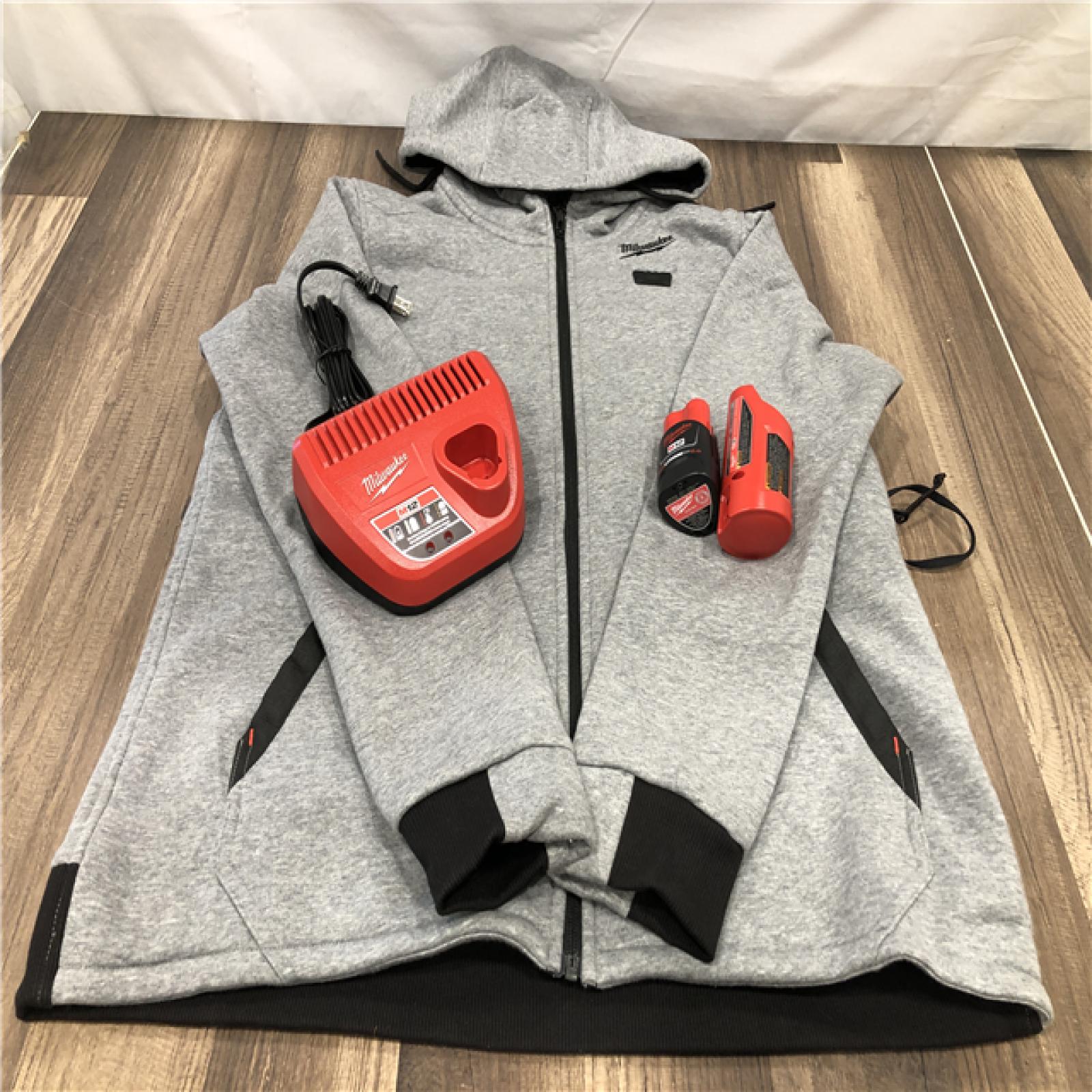 AS-IS Milwaukee Women's Large 12-Volt Lithium-Ion Cordless Gray Heated Jacket Hoodie Kit