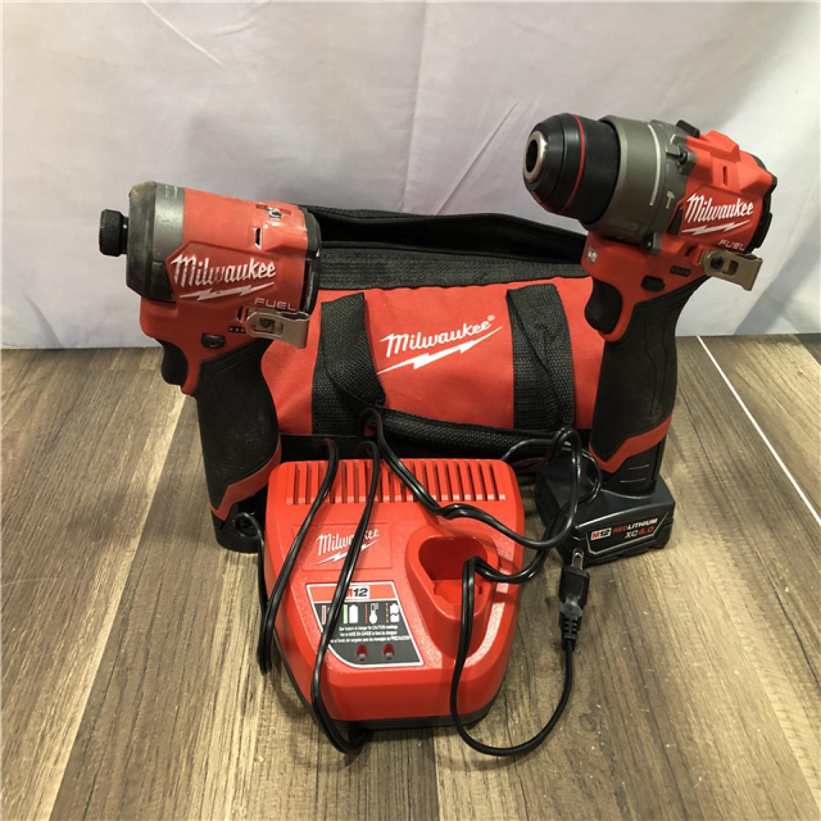 AS-IS Milwaukee FUEL 12-Volt Lithium-Ion Brushless Cordless Hammer Drill and Impact Driver Combo Kit