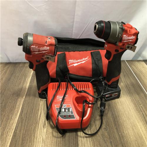AS-IS Milwaukee FUEL 12-Volt Lithium-Ion Brushless Cordless Hammer Drill and Impact Driver Combo Kit