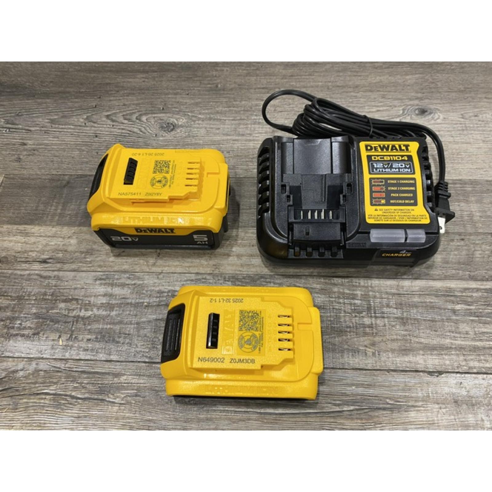AS-IS DEWALT 20V MAX Lithium-Ion Battery Kit with 5.0Ah and 2.0Ah Battery and Charger