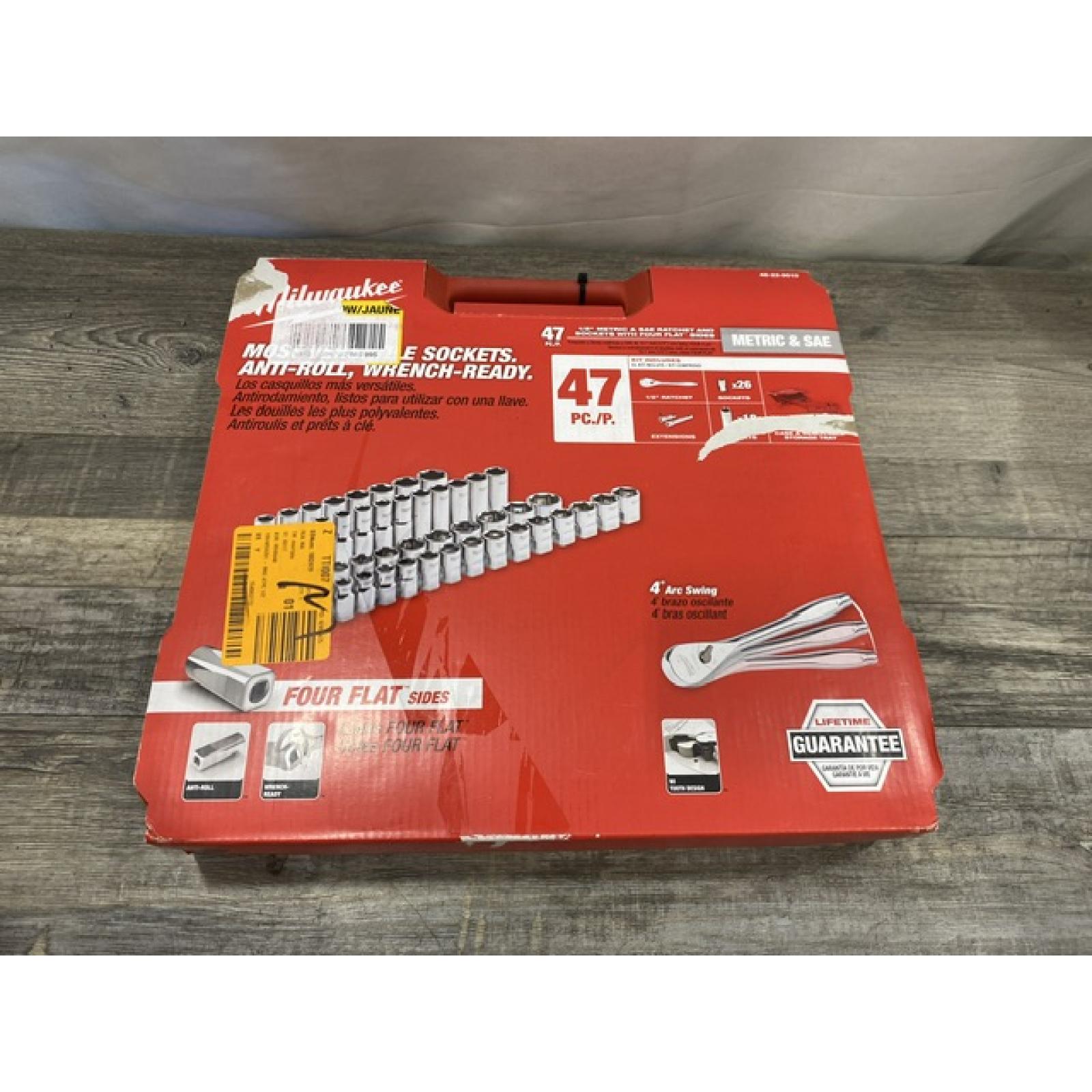NEW - Milwaukee 1/2 in. Drive SAE/Metric Ratchet and Socket Mechanics Tool Set (47-Piece)