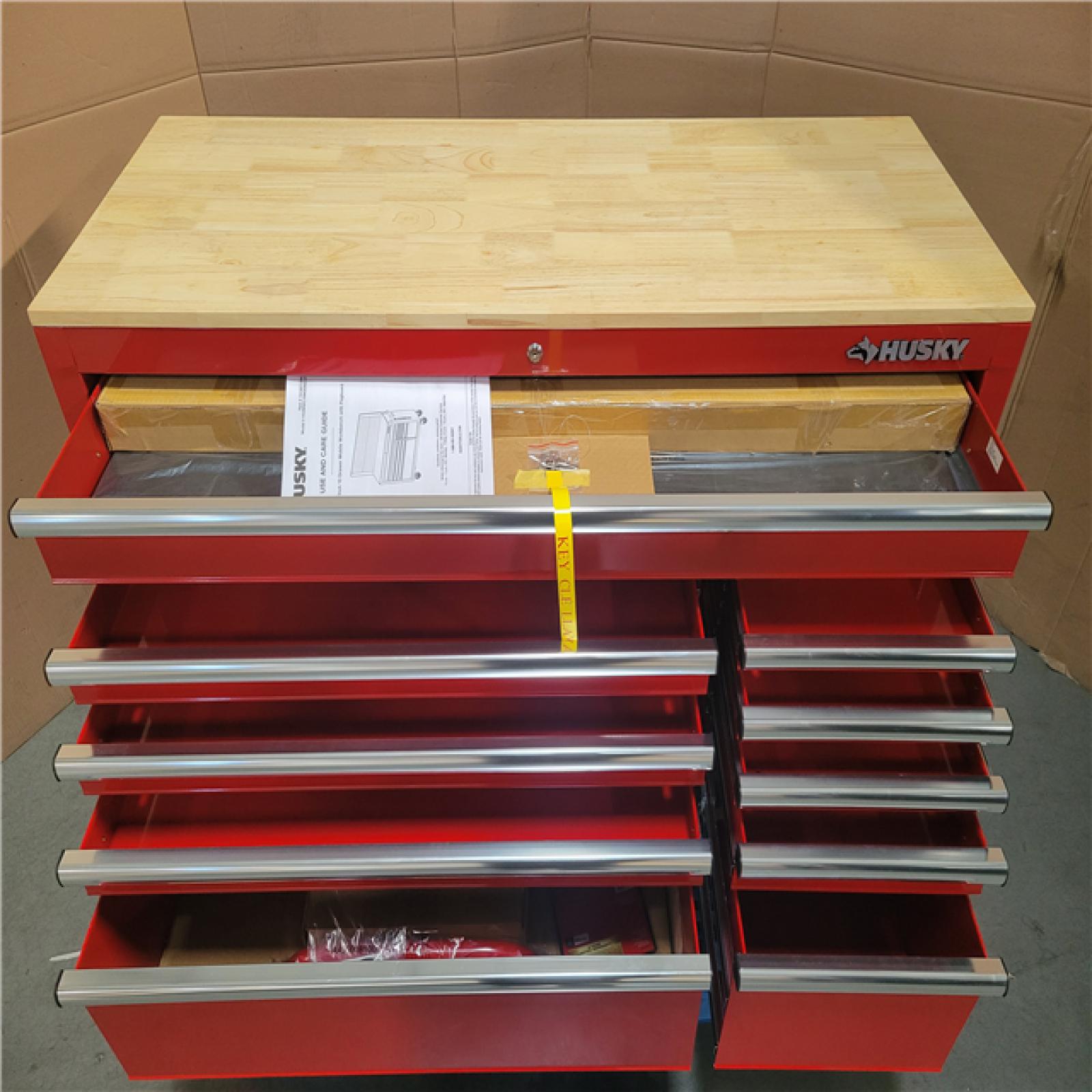 California NEW HUSKY 52 in. 10 Drawer Mobile Workbench with Pegboard