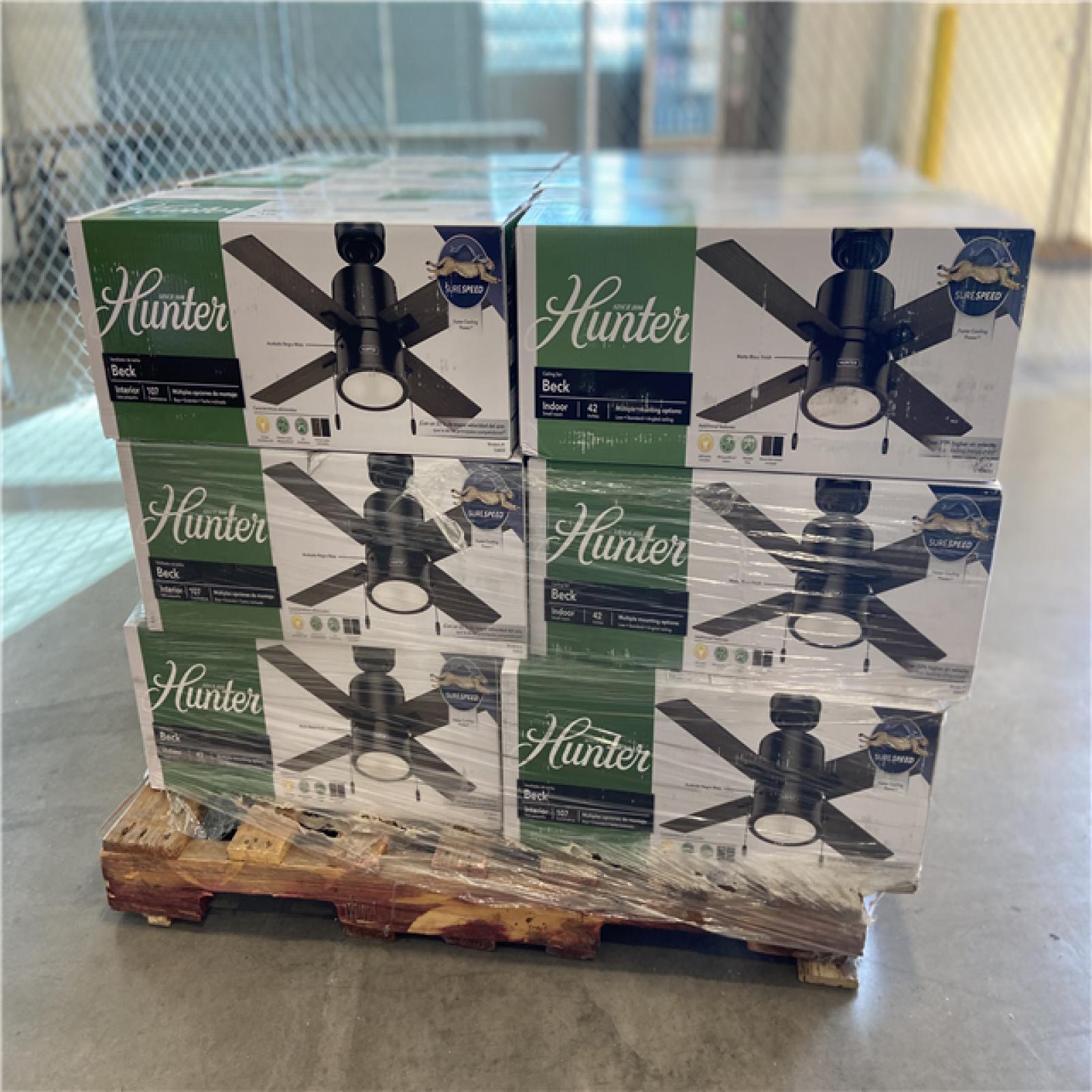 DALLAS LOCATION - Hunter Beck 42 in. LED Indoor Matte Black Ceiling Fan with Light (18 units)