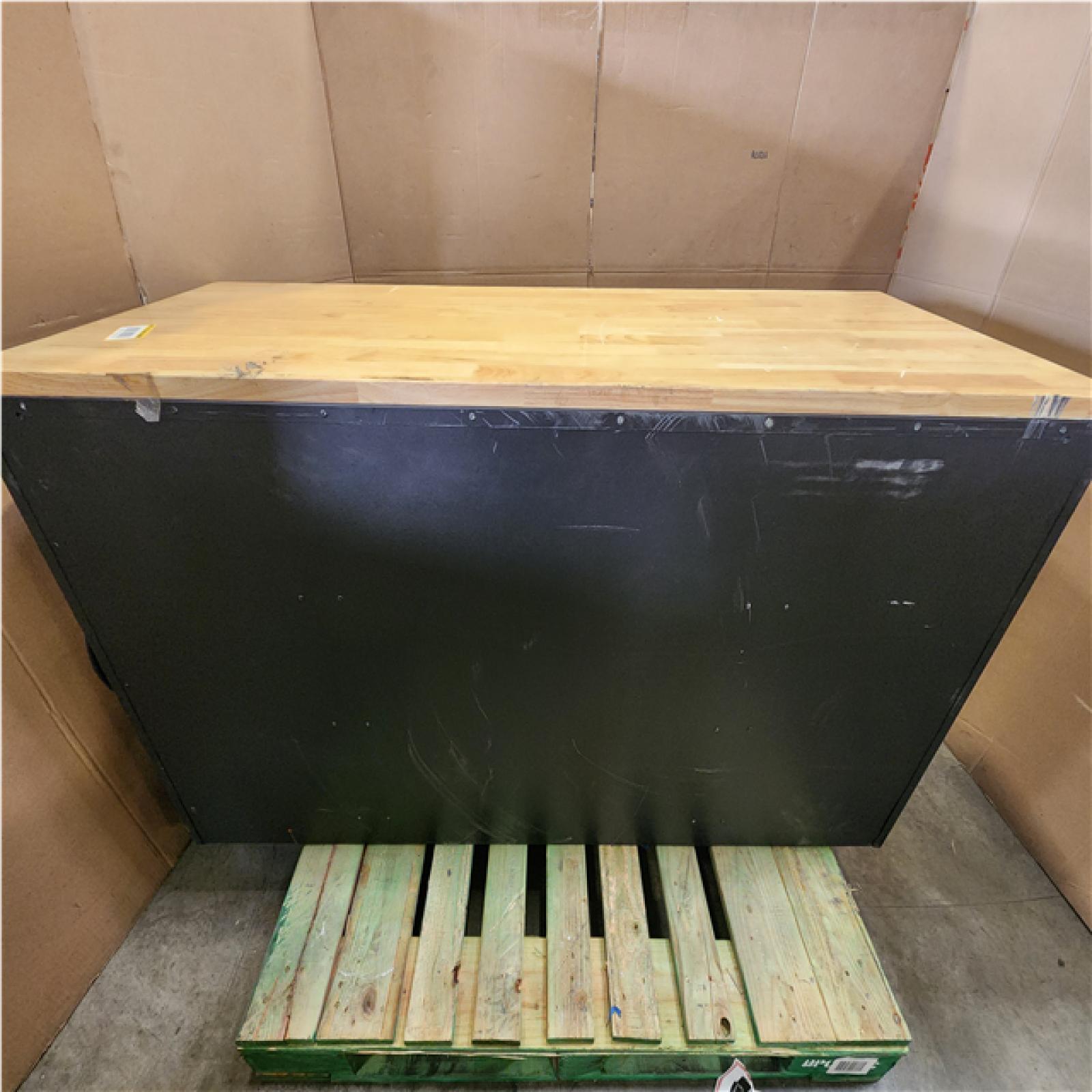 Phoenix LIKE NEW Husky Heavy Duty 61 in. W x 22 in. D 15-Drawer Matte Black Mobile Workbench Cabinet with Solid Wood Top