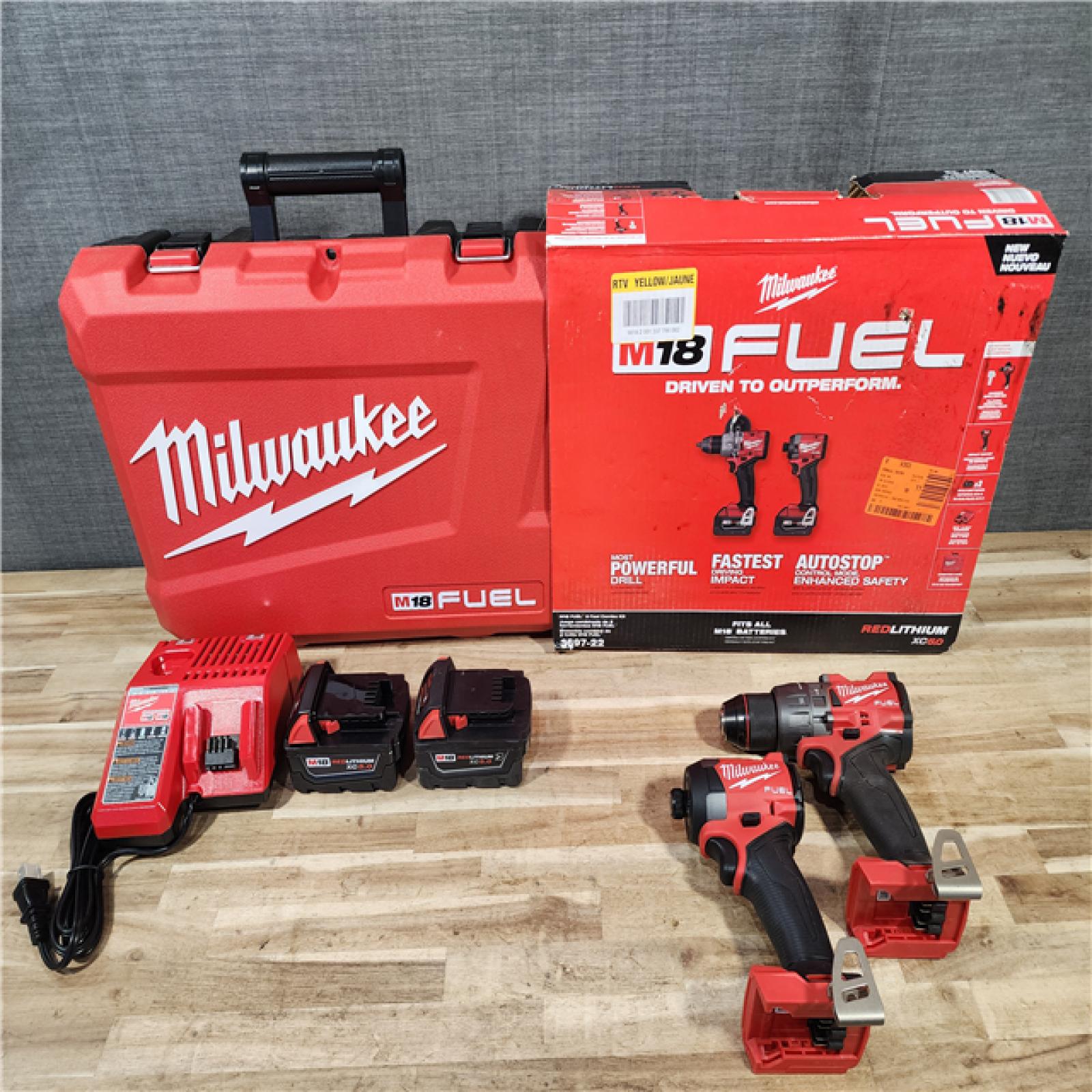 HOUSTON LOCATION - AS-IS Milwaukee  FUEL 18V Lithium-Ion Brushless Cordless Hammer Drill and Impact Driver Combo Kit