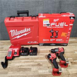 HOUSTON LOCATION - AS-IS Milwaukee  FUEL 18V Lithium-Ion Brushless Cordless Hammer Drill and Impact Driver Combo Kit
