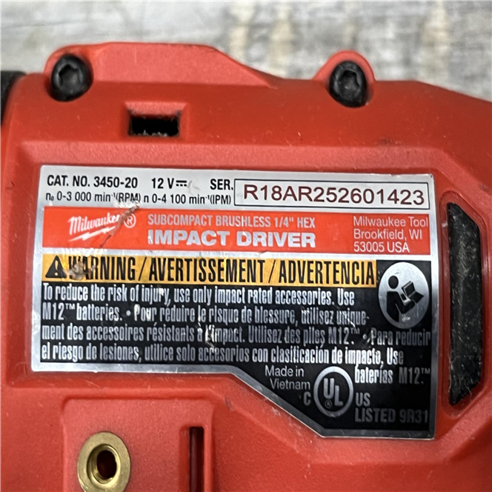 AS-IS Milwaukee 12-Volt Lithium-Ion Compact Brushless Cordless 1/4 in. Impact Driver Kit