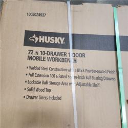 Phoenix NEW Husky Standard Duty 72 in. W x 20 in. D 10-Drawer Gloss Black Mobile Workbench Cabinet with Solid Wood Top