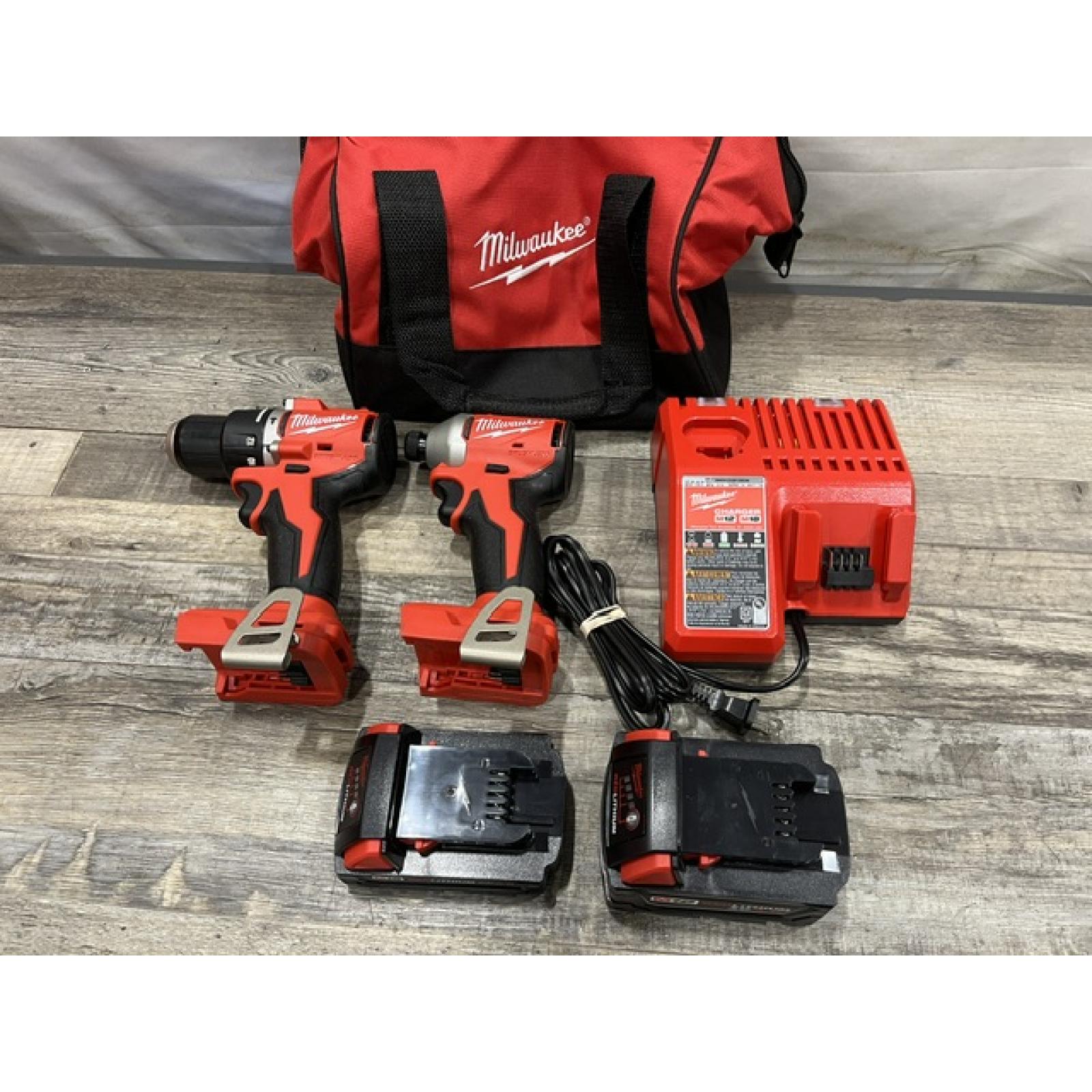 AS-IS Milwaukee 18-Volt Lithium-Ion Brushless Cordless Compact Hammer Drill/Impact Combo Kit