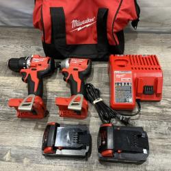 AS-IS Milwaukee 18-Volt Lithium-Ion Brushless Cordless Compact Hammer Drill/Impact Combo Kit