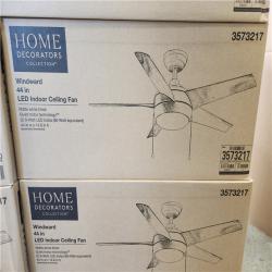 Phoenix NEW Home Decorators Collection Windward 44 in. LED Indoor Matte White Ceiling Fan with Light Kit Pallet 24 Count (SEALED)